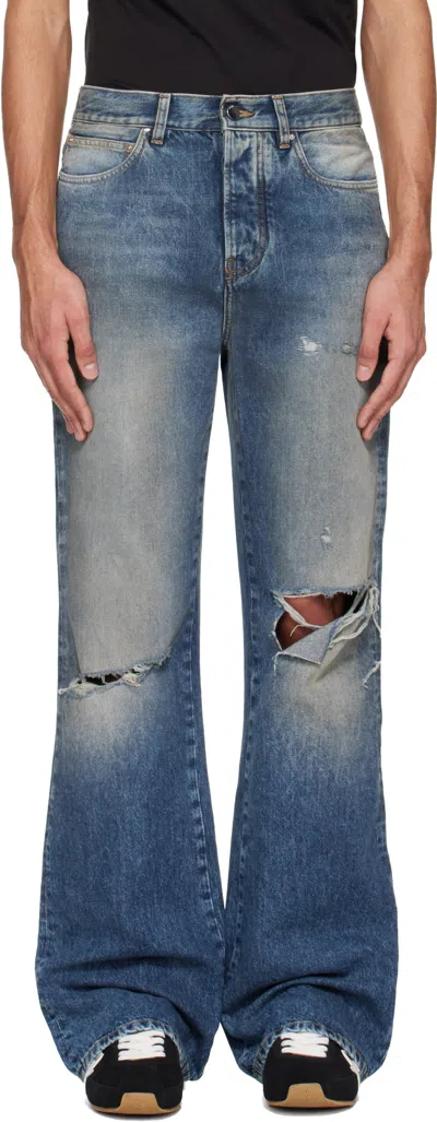 Amiri Blue Slashed Bootcut Jeans