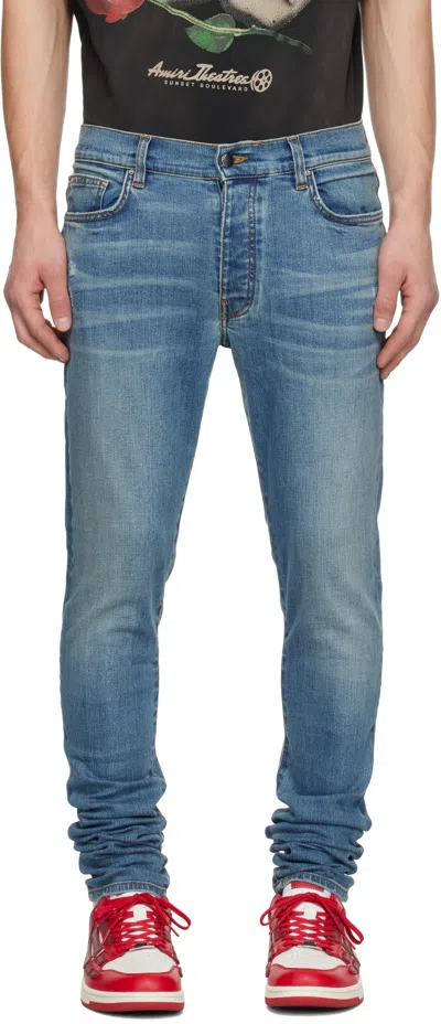 Amiri Blue Stack Jeans In Dark Indigo