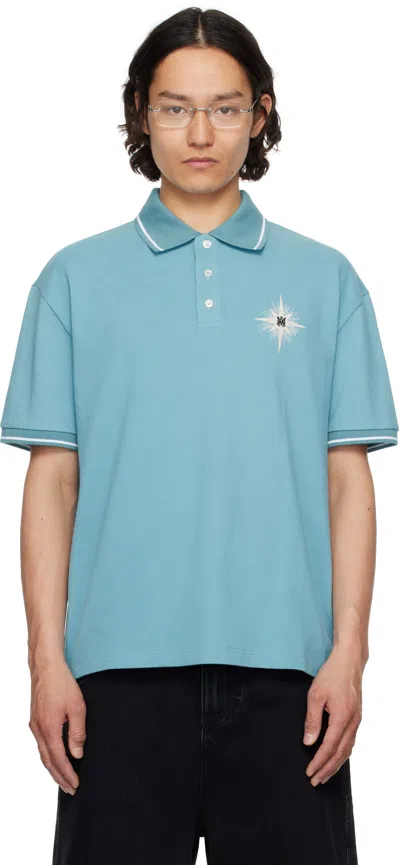 Amiri Blue Starburst Polo In Wave Blue