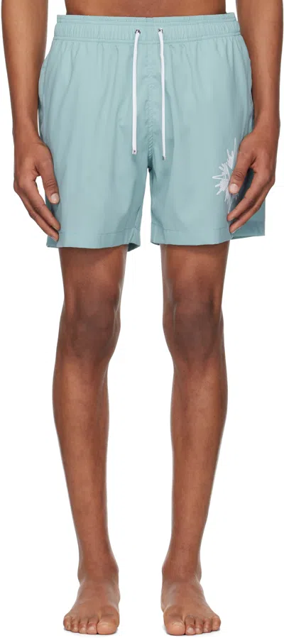 Amiri Starburst Swim Trunk In Dusty Blue