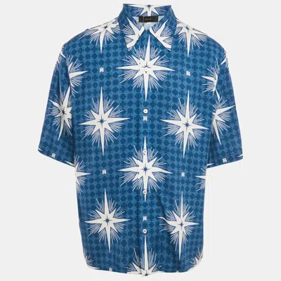 Pre-owned Amiri Blue Startburst Print Crepe Champ Shirt Xl