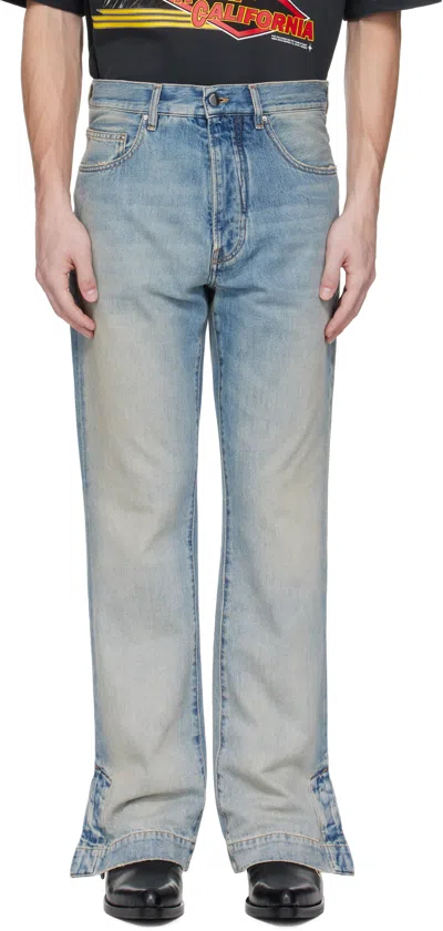Amiri Blue Straight Flare Jeans In Purple