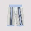 Amiri Script Stripe Knitted Shorts Drawstring In Blue