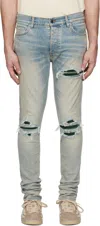 Amiri Blue Suede Mx1 Jeans In Blue