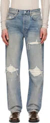 Amiri Blue Suede Straight Mx1 Jeans In Blue