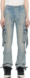 Amiri Tactical Distressed Cargo Jeans In Antique Indigo