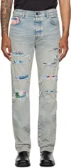 Amiri Clay Indigo Thrasher Lunar New Year Jeans In Gray