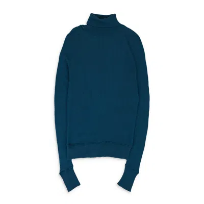 Amiri Turtleneck Frayed-hem Sweater In Blue