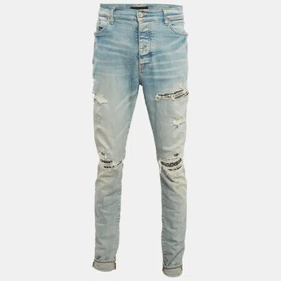 Pre-owned Amiri Blue Washed Denim Distressed Jeans Xxl Waist 38"