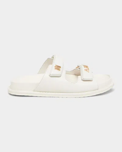 Amiri Boardwalk Leather Two-strap Sandals In White