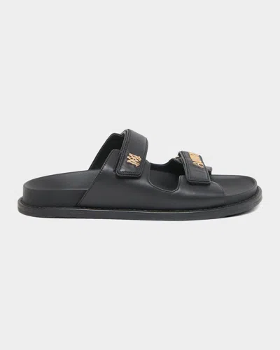 Amiri Boardwalk Leather Two-strap Sandals In Black