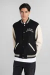 Amiri Varsity Jacket With White Contrasting Sleeves And Embroidered Detailing In Black