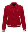 Amiri Bones Wool-blend Varsity Jacket In Red