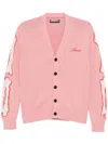 Amiri Bone Appliqué Cardigan In Pink