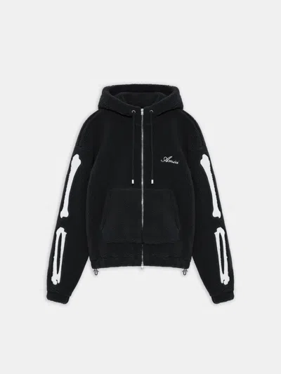 Amiri Bone Detail Zip-fastening Hooded Sweater - Size M In Black