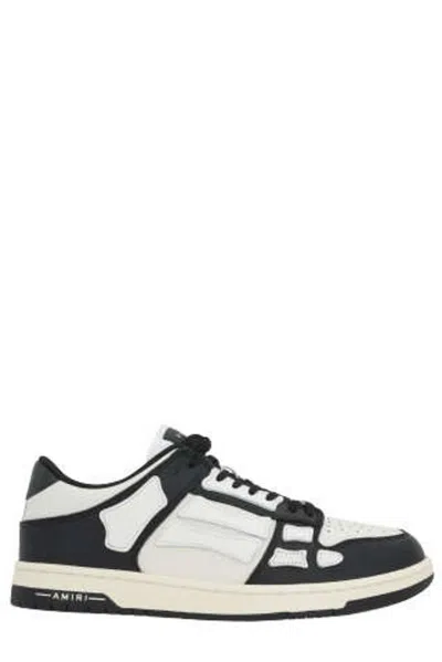 Amiri Skel Low Top Leather Sneakers In Black,white