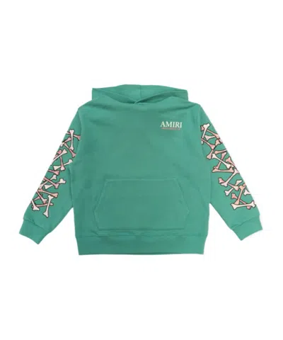 Amiri Kids' Bone-print Cotton Hoodie In Blue