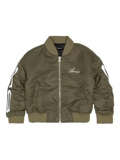 Amiri Kids' Bone-print Zip Jacket In Green