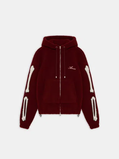 Amiri Bone Tail Zip-up Hoodie - Medium In Red
