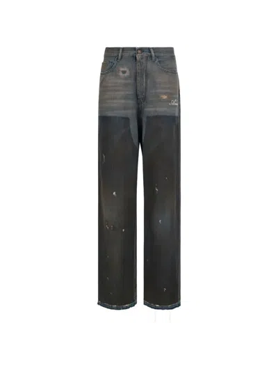 Amiri Baggy Fit Faded Carpenter Jeans In Dark Dust In Gray