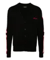 Amiri Black Cardigan With Bones Motif And Logo In Cotton Man In Black