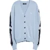Amiri Bones Cotton Blend Cardigan In Cerulean