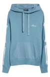Amiri Men's Bone Applique Ribbed Hoodie In Ocean Sky