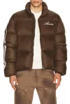 Amiri Mens Dark Brown Bones Logo-patch Shell-down Jacket In Brown