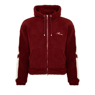 Pre-owned Amiri Bones Fleece Zip Hoodie 'deep Red' | Men's Size S