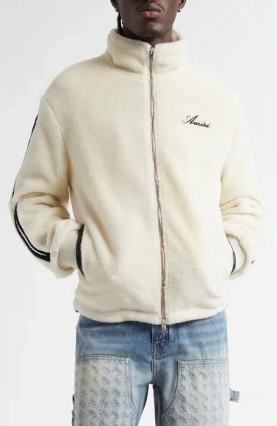 Amiri Bones High Pile Fleece Jacket In Alabaster