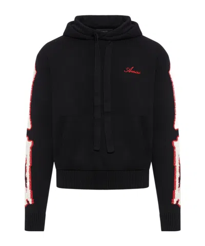 AMIRI AMIRI LOGO EMBROIDERED DRAWSTRING KNITTED HOODIE