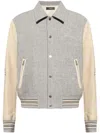 Amiri Contrasting-sleeve Bomber Jacket In Gray
