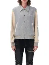 Amiri Contrasting-sleeve Bomber Jacket In Grey