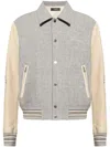 Amiri Contrasting-sleeve Bomber Jacket In Gray