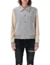 Amiri Contrasting-sleeve Bomber Jacket In Grey