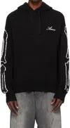 Amiri Bones Logo Embroidered Knit Hoodie In Black In Black