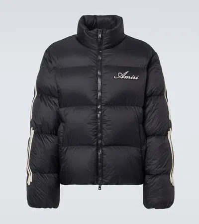 Amiri Bones Patch High Collar Puffer Jacket In Black