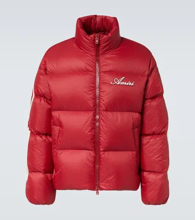 Amiri Bones Logo Patch-appliqué Down Jacket In Deep Red