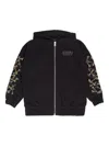 Amiri Bones Print Zip Hoodie In Black