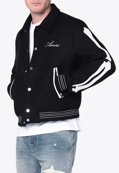 Amiri Bones Snap-button Wool Jacket In Black