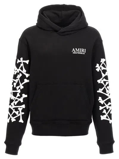 Amiri Stacked Bones Print Hoodie In Black