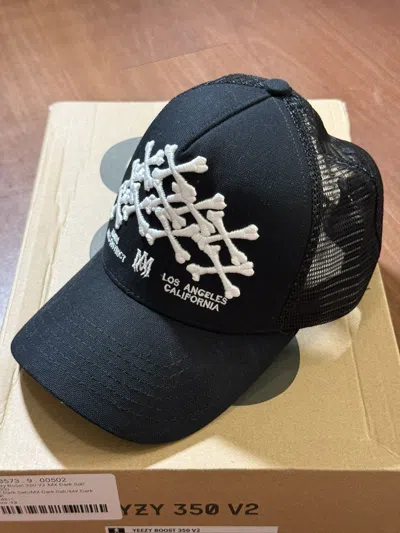 Pre-owned Amiri Bones Stacked Trucker Hat In Black