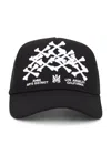 Amiri Men Bones Stacked Trucker Hat In Black