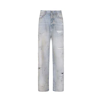 Pre-owned Amiri Bones Studded Baggy Jean 'perfect Antique Indigo' | Blue | Men's Size 34