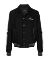 Amiri Bones Appliqué Wool-blend Bomber Jacket In Black