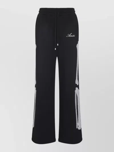 Amiri Bones Wide Leg Sweatpants Side Pockets In Black