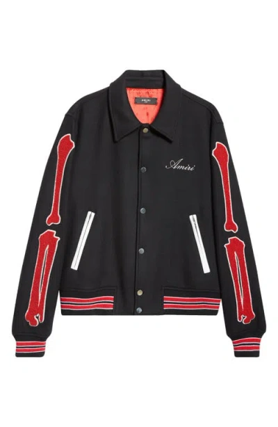 AMIRI AMIRI BONES WOOL BLEND VARSITY JACKET