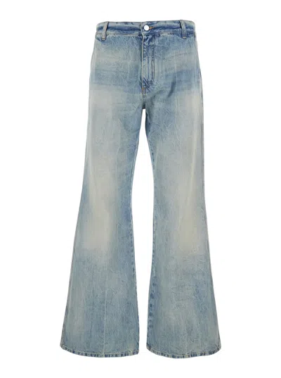 Amiri Blue Jeans With Logo Patch Applied On The Back In Cotton Man In Brown