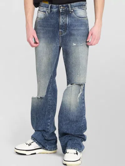 Amiri Bootcut Denim Jeans Mid Rise Distressed In Blue