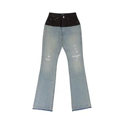 Pre-owned Amiri Bootleg Leather Straight Fit Jeans 'sky Indigo/black' | Blue | Men's Size 27